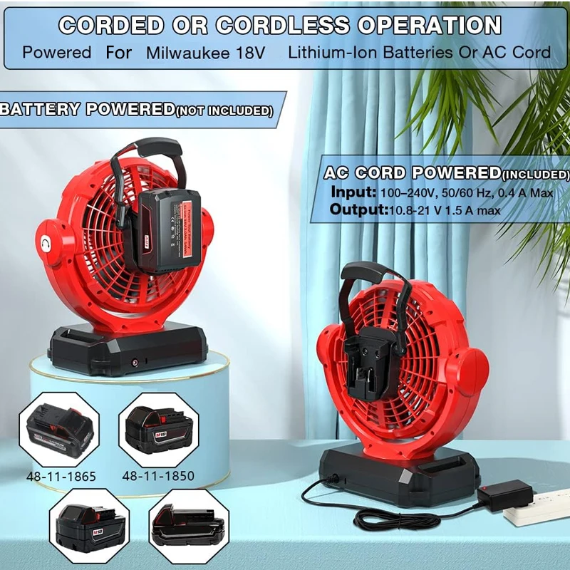 Power Tools Construction - مروحة لاسلكية لميلووكي 18 فولت بطارية