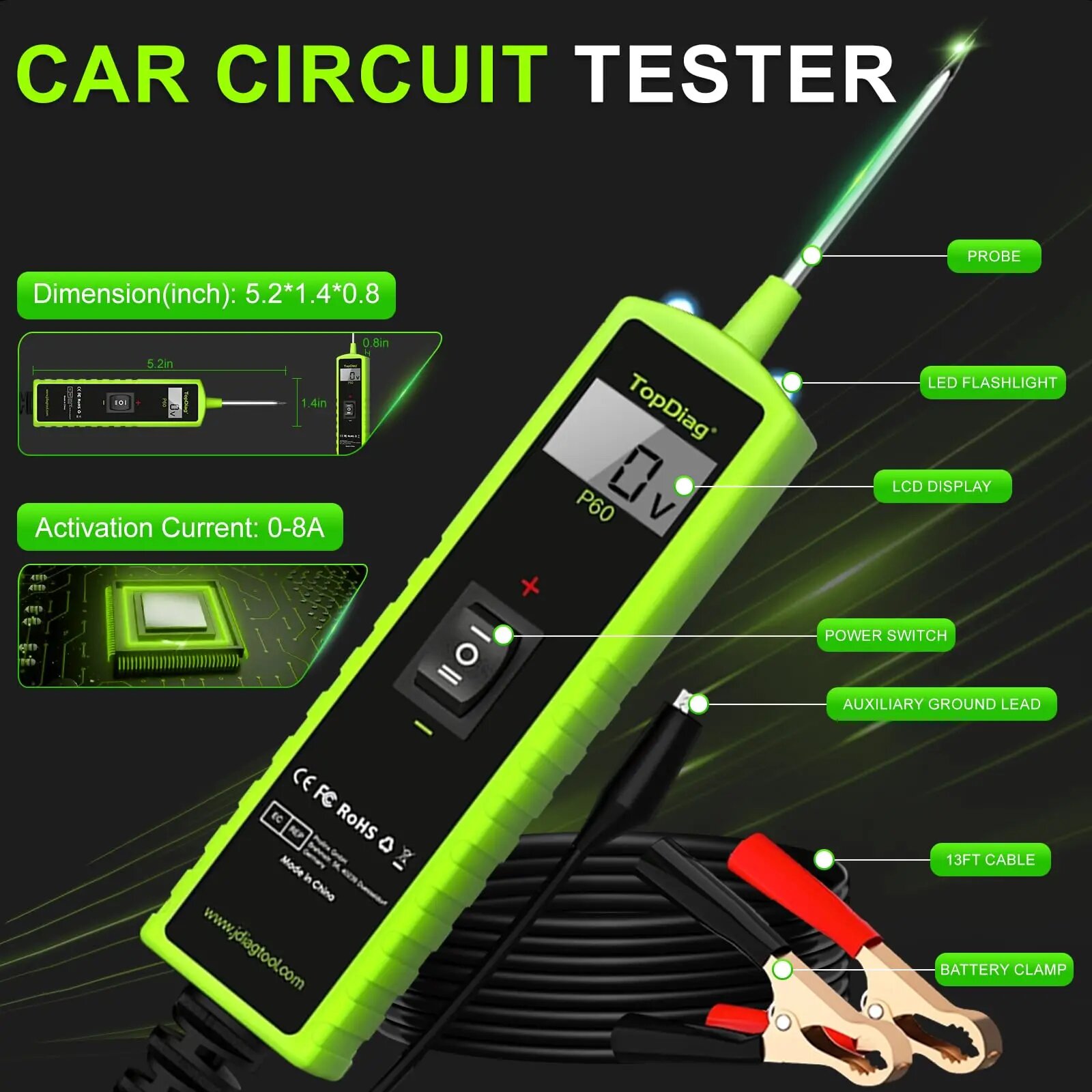 Power Tools Automotive - جهاز اختبار دوائر الطاقة للسيارات Jdiag