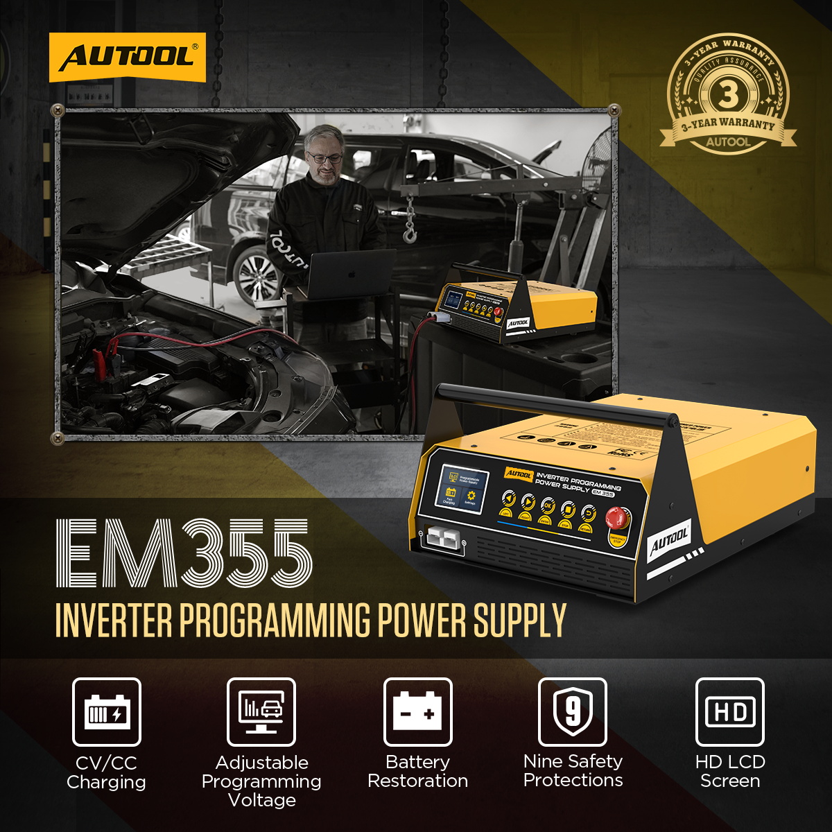 AUTOOL EM355 مزود طاقة لبرمجة  - مراجعة Power Tools Automotive وسعره