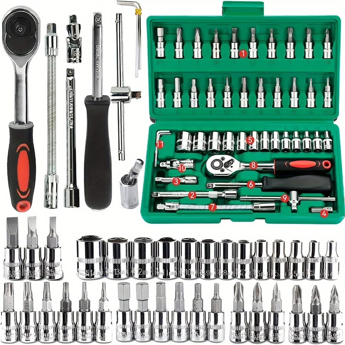 46 قطعة محرك مجموعة مقابس 1/4  - مراجعة Rotary Tool Kit وسعره